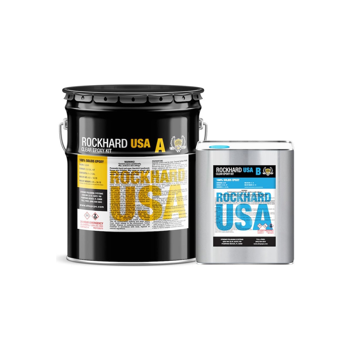 RockHard USA — époxy transparent autolissant, kit 11.4 L